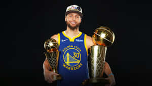 Stephen Curry 4k With Trophies Wallpaper