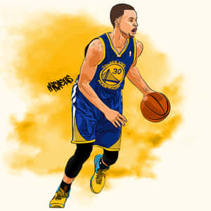 Stephen Curry Flicking The Ball Through The Basketball Hoop Wallpaper