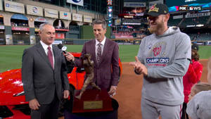 Stephen Strasburg About To Receive His Mvp Trophy Wallpaper