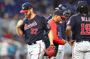 Stephen Strasburg Number 37 Holding His Red Glove Wallpaper