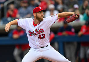 Stephen Strasburg Playing Baseball Arms Wide Open Wallpaper