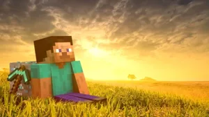 Steve On Sunset Cool Minecraft Wallpaper