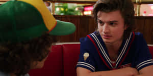 Steveand Dustin Stranger Things Diner Scene Wallpaper