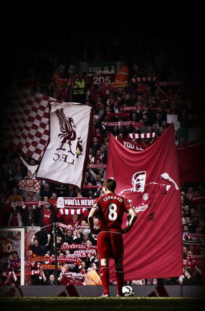 Steven Gerrard With Lfc Fans Wallpaper