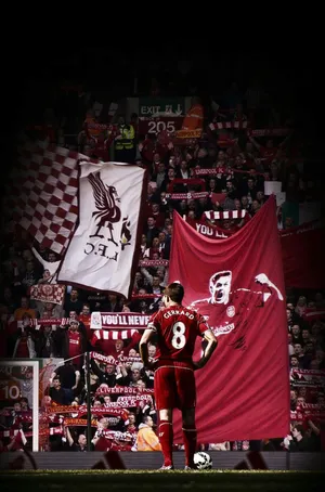 Steven Gerrard With Lfc Fans Wallpaper