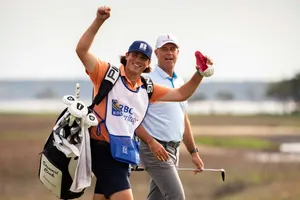 Stewart Cink With His Caddy Wallpaper