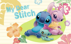 Stitch And Angel Enjoying Each Other's Company Wallpaper