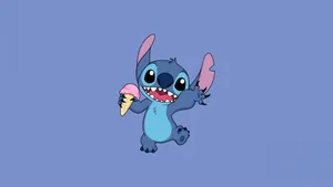 Stitch Eating Ice Cream Cartoon Wallpaper