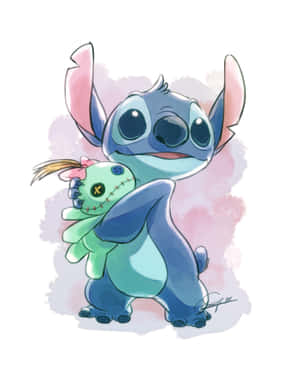 Stitch Hugging Plush Toy Wallpaper