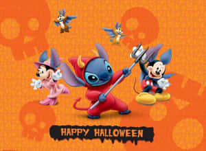 Stitch Mickey And Minnie Halloween Wallpaper
