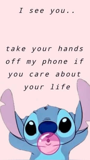 Stitch Phone Warning Funny Wallpaper