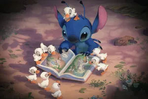 Stitchand Ducklings Storytime Wallpaper