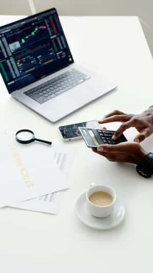 Stock Market Analysis Desk Setup Wallpaper