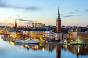Stockholm Sweden Skyline Reflected Wallpaper