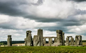 Stonehenge Monument With A View Of Windsor Castle Wallpaper