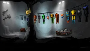 Storing Superhero Outfits In A Cave Wallpaper