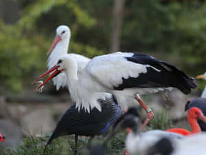 Stork Feeding Time.jpg Wallpaper