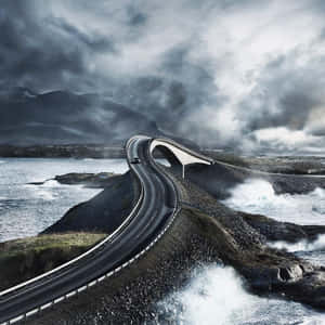 Storseisundet Bridge With Dark Clouds Wallpaper
