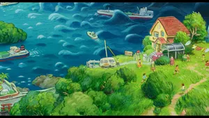 Story Book Art Village Gake No Ue No Ponyo Wallpaper