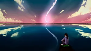 Stranded Girl Sitting Alone Wallpaper