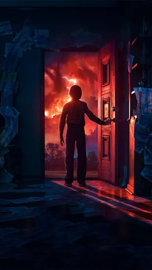 Stranger Things Cast Will Byers At The Door Wallpaper
