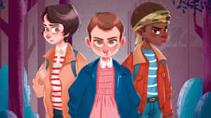 Stranger Things Pfp Inspired Cartoon Art Wallpaper