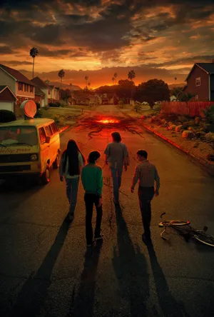 Stranger Things Sunset Showdown Wallpaper