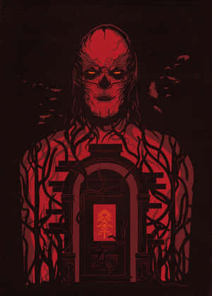 Stranger Things Vecna Door Red Poster Wallpaper