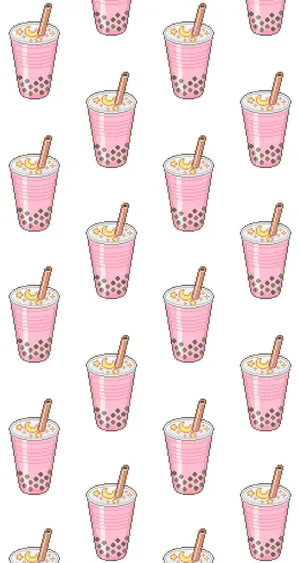 Strawberry Bubble Tea Patterns Wallpaper