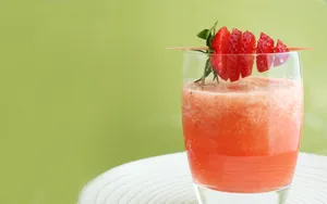 Strawberry Cocktail Drinks On Glass Wallpaper