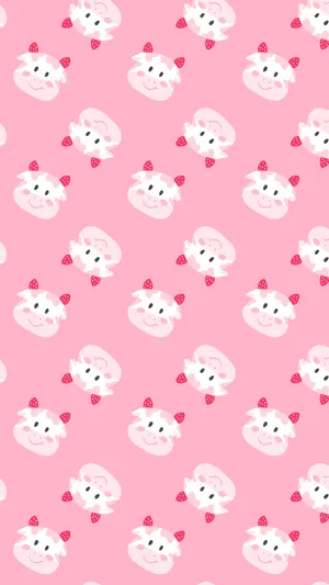 Strawberry Cow Upside-down Pattern Wallpaper