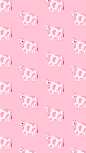Strawberry Cow With Black Eyes Tiled Wallpaper