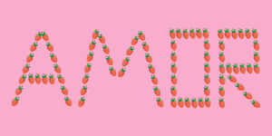 Strawberry Letters Pink Background Wallpaper