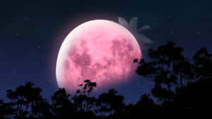 Strawberry Moon Night Sky Wallpaper