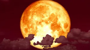 Strawberry Moon Night Sky Wallpaper