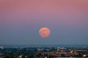 Strawberry Moon Over Cityscape.jpg Wallpaper
