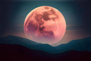 Strawberry Moon Over Mountains Wallpaper