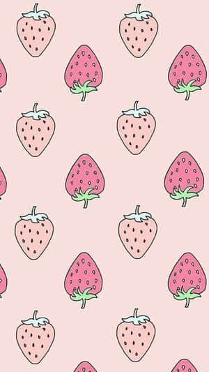 Strawberry Pattern On Pink Background Wallpaper