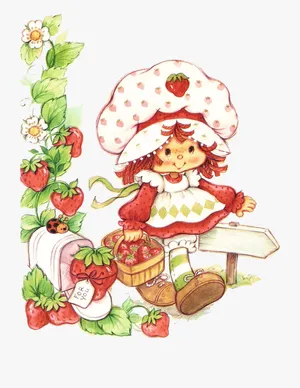 Strawberry Shortcake Classic Illustration Wallpaper