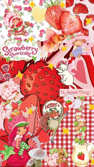 Strawberry Shortcake Collage Aesthetic Wallpaper