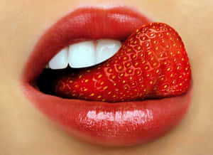 Strawberry Tongue Out Wallpaper