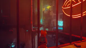 Stray Cat Contemplating Cybercity Wallpaper