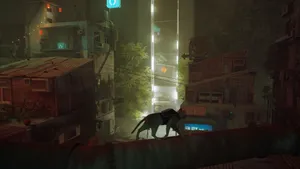 Stray_ Cat_in_ Dystopian_ Cityscape Wallpaper