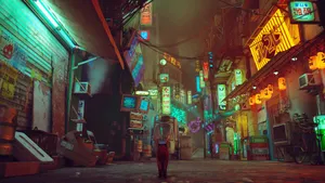 Stray Cybercity Nightlife Wallpaper