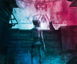 Stray Game Robotand Cat Encounter Wallpaper