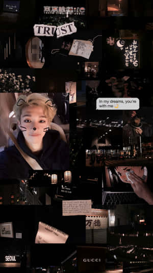 Stray Kids Aesthetic Collage_ Dark City Vibes Wallpaper