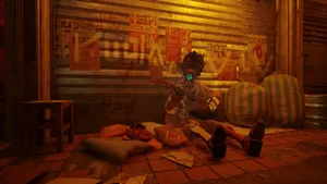 Stray Robot Musician Alley Wallpaper