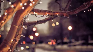 Street Christmas Lights For Christmas Aesthetic Computer Wallpaper