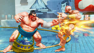 Street Fighter E Hondavs Dhalsim Battle Wallpaper