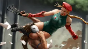 Street Fighter Vega Defeatedby Cammy Wallpaper